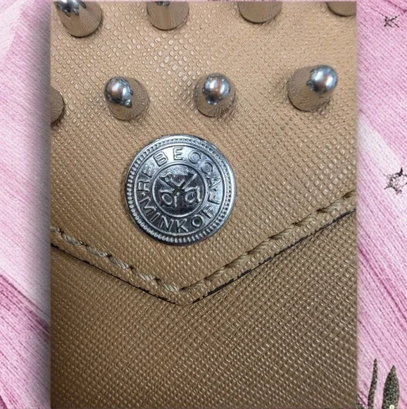 Rebecca Minkoff Studded Tan Shoulder Bag/Wristlet/Wallet W/Detachable Strap EUC - Picture 3 of 3